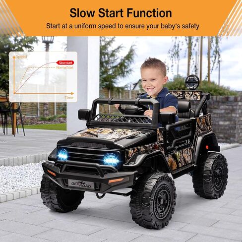 Garvee 12V Kids Ride على سيارة شاحنة مع التحكم عن بعد - ركوب كهربائي على ألعاب للأطفال الصغار ، تعليق الربيع ، 3 سرعات ، مصابيح LED ، موسيقى Bluetooth وفرامل السلامة الوالدين in Kuwait