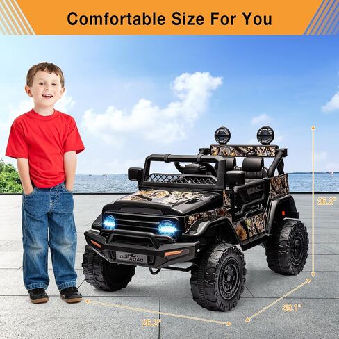 Garvee 12V Kids Ride على سيارة شاحنة مع التحكم عن بعد - ركوب كهربائي على ألعاب للأطفال الصغار ، تعليق الربيع ، 3 سرعات ، مصابيح LED ، موسيقى Bluetooth وفرامل السلامة الوالدين in Kuwait