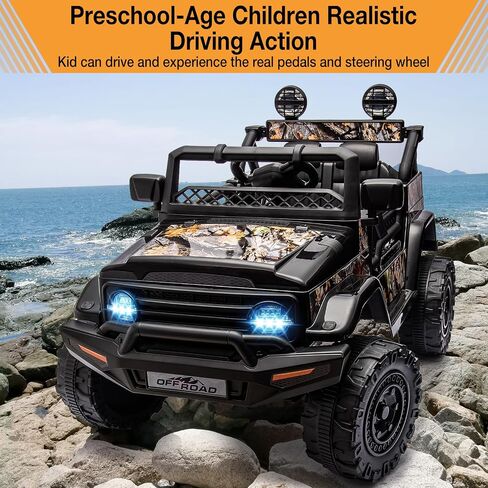 Garvee 12V Kids Ride على سيارة شاحنة مع التحكم عن بعد - ركوب كهربائي على ألعاب للأطفال الصغار ، تعليق الربيع ، 3 سرعات ، مصابيح LED ، موسيقى Bluetooth وفرامل السلامة الوالدين in Kuwait