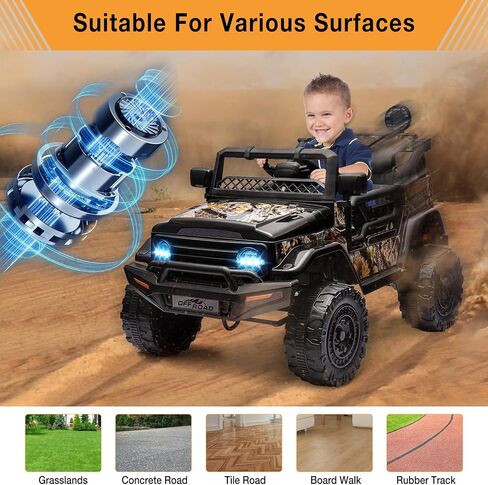 Garvee 12V Kids Ride على سيارة شاحنة مع التحكم عن بعد - ركوب كهربائي على ألعاب للأطفال الصغار ، تعليق الربيع ، 3 سرعات ، مصابيح LED ، موسيقى Bluetooth وفرامل السلامة الوالدين in Kuwait