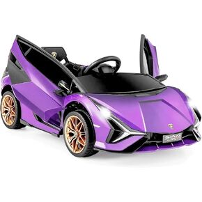 OLAKIDS Kids 12V Licensed Lamborghini SIAN Ride On Car, Electric Vehicle for Toddler with Control Remote, Battery Powered Toy with Music, Horn, 2 Speeds, Suspension, LED Lights, Bluetooth, USB (Pink)
