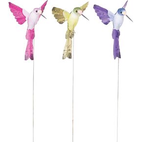 GALLERIE II 3.54" Decorative Plant & Greenery Hummingbird Picks Assortment of 3 Floral Flower Arrangement Spring Springtime Summer Decoration Xmas Christmas Artificial Tree A/3 Multicolored