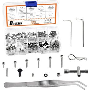 294Pcs M1.4 304 Stainless Steel RC Screws Assortment Kit RC Repair Tool Set RC Repair Kit Repair Tool Box Hardware Fasteners for Axial SCX24 RC Cars 1/24 RC Crawler Deadbolt