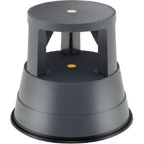 ReunionG Rolling Step Stool Holds up to 350 lbs, Round Kick Stool w/Non-Slip Platform & 3 Retractable Castes, Portable Scooter Stool Ladder with Wheels for Office, Kitchen, Library