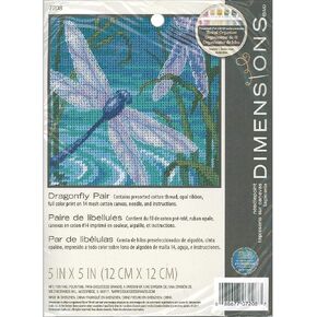 Dragonfly Pair Mini Needlepoint Kit-5x5 Stitched In Thread & Ribbon