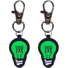 Lightbulb Bulb Collar Charm Zipper Pull Charm Yazzle Dazzle Set of 2 Green Black Handmade Handcrafted Shine Bright Illumination