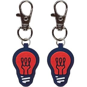 Lightbulb Bulb Collar Charm Zipper Pull Charm Yazzle Dazzle Set of 2 Red Black Handmade Handcrafted LED Incandescent Light