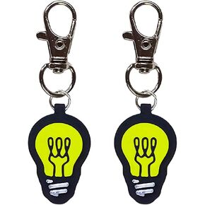 Lightbulb Bulb Collar Charm Zipper Pull Charm Yazzle Dazzle Set of 2 Yellow Black Handmade Handcrafted LED Incandescent Light