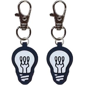 Lightbulb Bulb Collar Charm Zipper Pull Charm Yazzle Dazzle Set of 2 White Black Handmade Handcrafted LED Incandescent Light