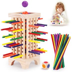 Montessori Wooden Board Games for Kids 42 Colorful Congining Wooden Sticks Dice Game Game Motor Motor Montessori Toys for 3 4 5 5 6 year boy boy التعلم التعليمي الأعمار 4-8