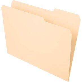 Office Depot File Folders, 1/3 Tab Cut, Right Position, Letter Size, 30% Recycled, Manila, Pack of 100, OD752 1/3-3