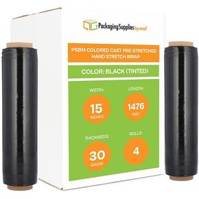 PSBM Red Stretch Wrap, 15 Inch x 1476 Feet, 4 Pack, Tinted Pre-Stretched Shrink Wrap Film for Moving, Packaging, Pallet Wrapping