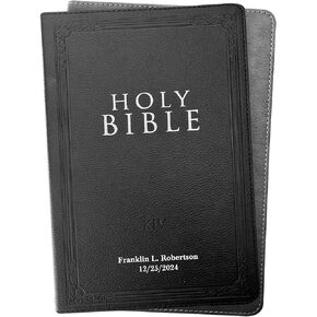 Faux Leather Custom KJV Holy Bible Personalized with Name | Small Text | King James Version Gift and Award Bible for Religious Occasions, Black