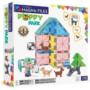 MAGNA-TILES Puppy Park 27-Piece Magnetic Construction Set, The Original Magnetic Building Brand