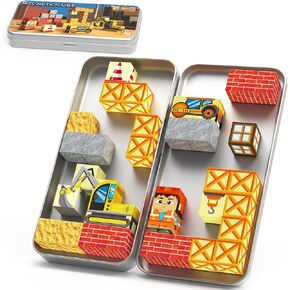كتل مغناطيسية مع Magnet Box-35pcs مكعبات المغناطيس ، والبلاط المغناطيسي أطفال يبنيون مكعبات ألعاب السفر ، ورحلة على الطريق ، هدايا عيد ميلاد عيد الميلاد الحسية للبنين والبنات الأعمار 3+