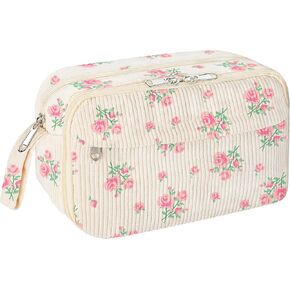 Cute Pencil Case for Girls,Large Corduroy Zippered Pencil Case Pouch, aesthetic Pencil Bag with Compartments, Soft Pencil Pouch School Supplies for Teen Girls Boys and Women (strawberry)