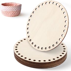 6 Inch Wooden Basket Bottoms for Crochet Base, 8 Pack Blank Rounds Crochet Basket Weaving Kit Unfinished Wood Knitting Base for DIY Crafts 6"