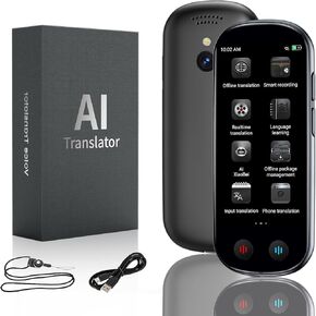 AI Translator, Real-Time Voice Language Translator Device in 139 Languages, Support Offline Mode and Photo Translation | Hand-Held Instant Translator for Travel, Study