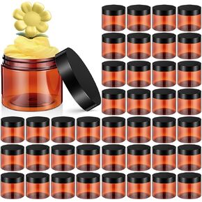 Patelai 48 Pack 1 oz Empty Slime Containers Jars with Black Lids Round Clear Plastic Jars Wide-mouth Refillable Storage Organizers for Slime Making, DIY Crafts, Cosmetic, Home and Kitchen Organizing in Saudi Arabia