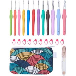 YAWIKO Crochet Hooks Set, Ergonomic Crochet Hooks with case for Arthritic Hands, Lightweight Crochet Knitting Needles Accessories for Beginners and Arthritis Hands