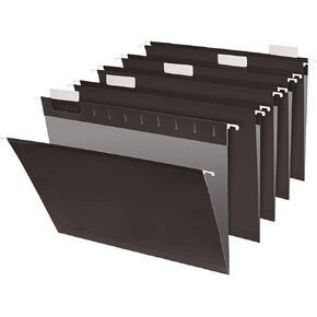 Office Depot® Brand Hanging File Folders, 1/5-Cut, Letter Size, Black, Pack Of 25 Folders