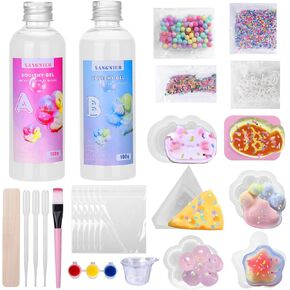 XANGNIER Liquid Silicone Squishy Maker Kits for Taba Squishy,DIY Squishy Making Kits-Liquid Silicone+6 Molds+Art Crafting Molding Supplies Sets,DIY Decompression Gifts