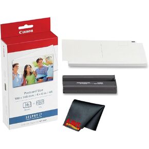 Canon KP-36IP Color Ink and Photo Paper Set 4"x 6" for CP Selphy Printers (108 Sheets) with Microfiber Cleaning Cloth