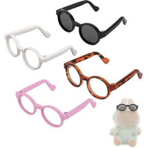 4pcs Doll Glasses, 4 Colors Plastic Doll Dress up Eyeglasses Toy Glasses Costume Accessories Compatible with 5.12 Inch Figures (White, Black, Tortoiseshell, Purple)