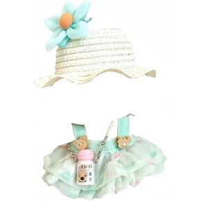 Generic Clothes Compatible with labubu Doll 17&15 cm Dress up Clothing Accessories with Fashion Skirt and hat for Dolls(Green)