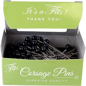 Floral Accessories - Corsage Pins Round Head Box Rd, Black, 2 Inch, 144 Pieces