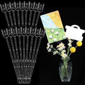 25 Pcs 9.4 Inch Plastic Floral Place Card Holder, Clear Plastic Floral Picks, Transparent Straight Head Flower Picks, Fork Shaped Gift Card Holder for Bouquet Flower Arrangements Photo Cake