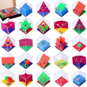 24 PCS Brain Teaser Puzzles for Kids,Balance IQ Maze Game Mini Fidget Puzzle Box,1.57 Inch Maze Puzzle Cubes Party Favor Games Challenge Decompression for Adults
