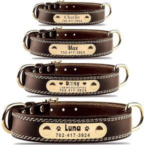 Personalized Dog Collar - Custom Leather Dog Collar with Engravable Nameplate - Durable Name Tag Collar - Customizable Dog Collar - Comfortable ID Collars for Small, Medium, Large Dogs (Medium)