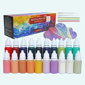 Water Marbling Painting Kit, Water Paint for Craft, Turkish Marble Pattern Craft Set,Watercolor Art Kit, Perfect for Birthday, Women's Day, Halloween, Christmas, Thanksgiving & New Year Gifts