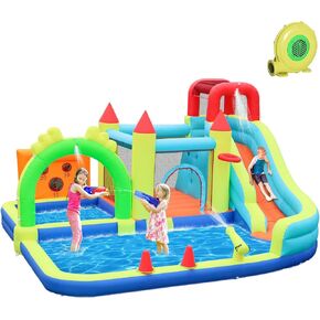 ALIFUN Inflatable Water Slides Park Inflatable Bounce House Bouncy Caslte House with Splash Pool Climb Wall with Blower