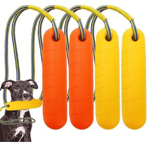 DEAYOU 4 Pack Dog Pool Toys, Interactive Dog Water Floating Toys with Rope, Fetch Training Bumpers Retrieving Dummy, Pet Throw Toy for Outdoor, Summer, Playing, Tug Game, Retriever