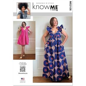 ME2126A Misses' Loose Fitting Sumer Dress Sewing Pattern Packet by Keechii B Style, Design Code ME2126, Sizes S-M-L-XL-XXL