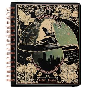 Harry Potter Enchanted Days 2026 Dated Weekly Planner, Habit-Tracking Tools, Wrapped Book Board Cover, Spiral-Bound, 4 Sticker Sheets, Pocket, Elastic Strap, Bookmark, 7'' x 9'', Officially Licensed