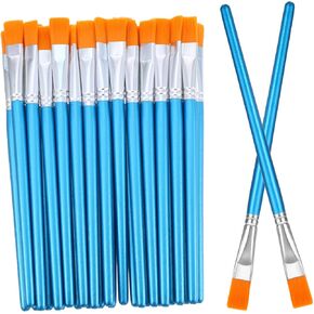 30 Pcs Small Flat Paint Brushes 1/2 Inch Paint Brushes with Blue Handles Nylon Hair Artist Crafts Paintbrushes for Acrylic Painting Watercolor Oil Face Body Art