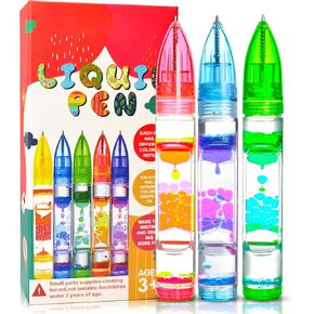 Liquid Pens Easter Basket Stuffers Gift for Girls Kids, Fun Cool Pens Autism ADHD Anxiety Stress Relief Travel Draw Toy Fidget Sensory Desk Toys Party Favor Classroom Prize for Boys Girls (3PCS)