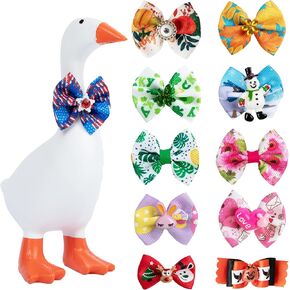 11 Pcs 7inch Desk Goose Outfits Mini Bow Ties Small Holiday Mini Porch Goose Bow Ties Desk Goose Outfits All Season Tabletop Goose Accessory for Magnetic Goose Statue Key Holder