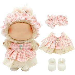 Clothes for Labubu - 3PC Set with Shoes for 6.7 Inches Doll, Premium Labubu Outfit with Accessories, Stylish Labubu Clothes for Doll (NO Doll)(Black Maid)