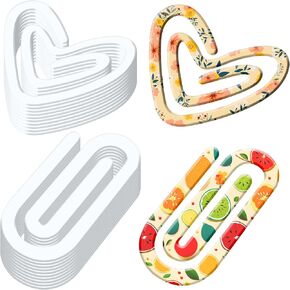 20 Pack Acrylic Sublimation Blanks Paper Clips Jumbo Set 4x2 Inch Sublimation Bookmarks and 3.2x3 Inch Heart Clear Paperclips for School Classroom Office Home DIY Supplies