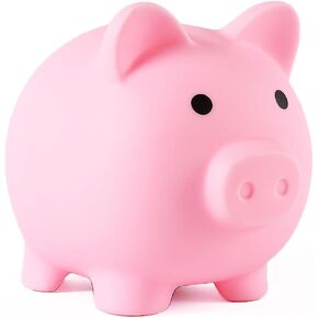 PandaEar Piggy Bank, Unbreakable Cute Plastic Coin Bank for Boys & Girls, Large Money Saving Bank, Shatterproof Pig Money Box, Fun Gift for Children Birthday, Christmas, Halloween (Blue)