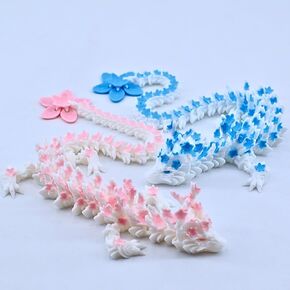 3D Printed Sakura Dragon & Dragon Egg – 11.8 Inch Realistic Articulated Dragon, Fidgeting Toys, Tabletop Decorations & Collectibles, Dragon Eggs with Dragon Inside (Pink-White)