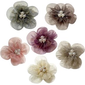 Pearl Flower Dog Collar Accessories Pack of 6, Decorative Flower Charms for Dog and Cat Collars with Pearls