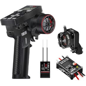 GOUPRC Racing RC Transmitter 8 Channels 2.4GHz and Receiver with 2204 2400KV Brushless Outrunner Transmission Motor & 30A Brushless Esc for SCX24 RC Crawler Axial 1/24 RC Car Crawler Black