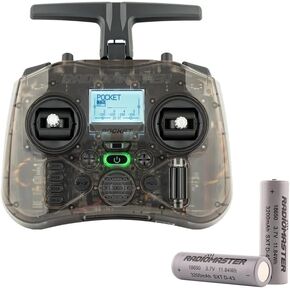 Radiomaster Pocket Hall Gimbal Edgetx Transmitter التحكم عن بعد محمول خفيف الوزن في هوائي مصباح LED قابل للطي (Elrs Charcoal M2 مع البطارية)