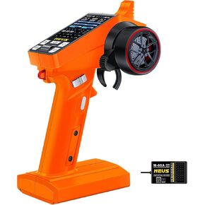MEUS RACING ME-8A RC Transmitter 8 Channels 2.4GHz and Receiver with Coach Mode for 1/8 1/10 1/18 1/24 RC Crawler Car Boat TRX4 TRX4M SCX10 SCX24 Upgrades Parts (Orange)