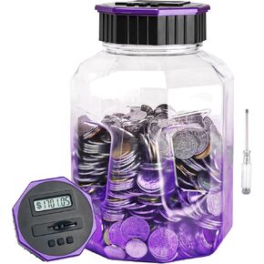 X-Large Piggy Bank for Adults Kids, Vcertcpl Digital Coin Counting Bank with LCD Counter, 2.4L Capacity, Great Coin Counter Bank Money Counting Jar with Total Amount Displayed (Purple) in Kuwait